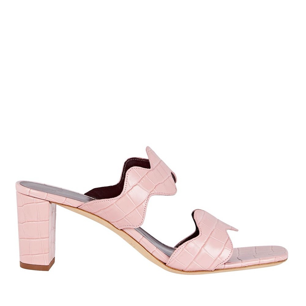 STAUD “Frankie” Croc-Embossed Leather Block Heel Sandals – EU 38.5